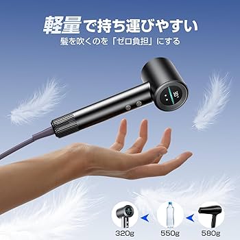 出張、旅行最適ヘアドライヤー 400g Amazon.co.jp: ヘアドライヤー ドライヤー 大風量 超速乾 2億高